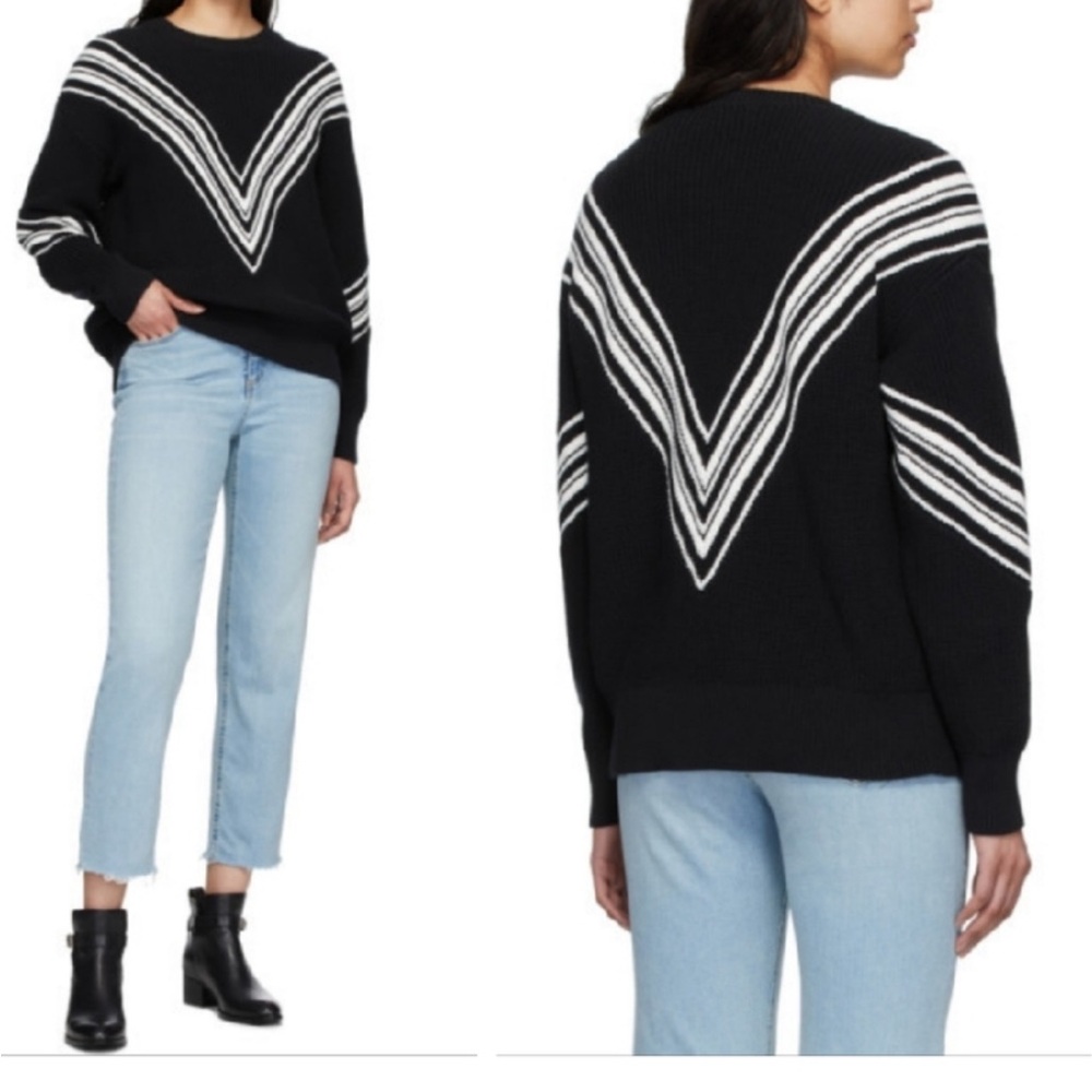 rag & bone Black and White Chevron Sweater